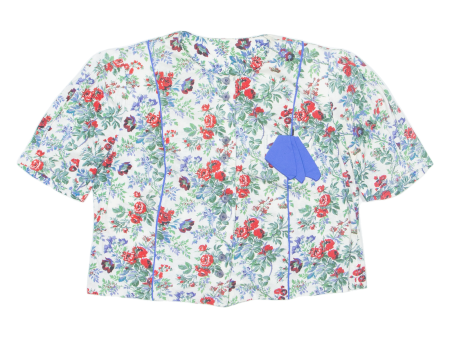 Womens Printed Shirt Cream 90s Floral M Online Sale