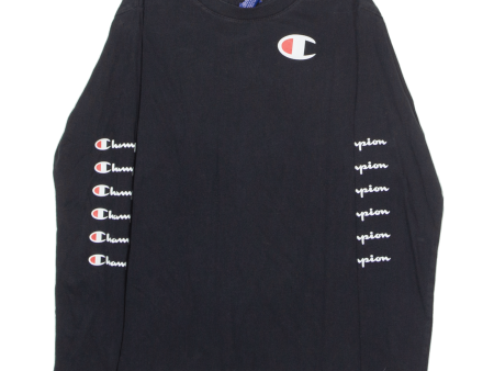 CHAMPION Mens T-Shirt Black Long Sleeve Crew Neck S Supply