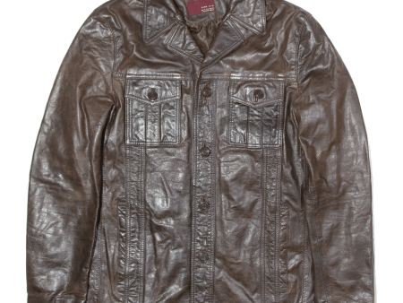 ZARA MAN Mens Blazer Jacket Brown Leather L Online now