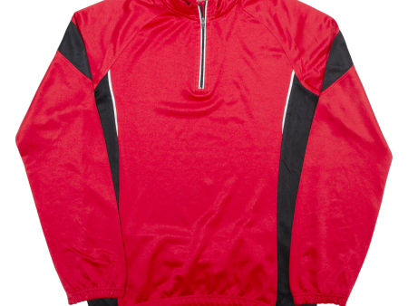 CRANE Cycling Mens Jersey Red Long Sleeve 1 4 Zip L Hot on Sale