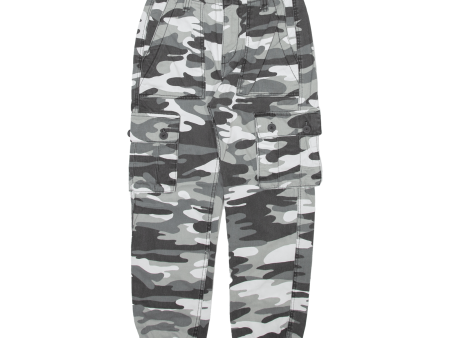 Camo Cargo Boys Trousers Grey Relaxed Tapered W24 L24 Sale