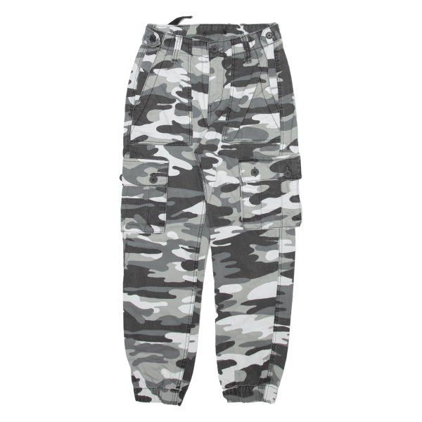 Camo Cargo Boys Trousers Grey Relaxed Tapered W24 L24 Sale