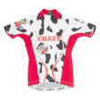 CRAZY IDEA Cow Print Cycling Womens Jersey White 1 2 Zip S Online now