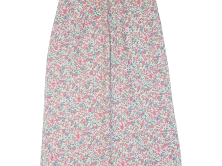 Back Slits Womens A-Line Skirt Pink Midi 90s Floral M Online Hot Sale