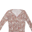 CARNABY Stretch Womens Printed Top White V-Neck Long Sleeve Diamond M Online Sale