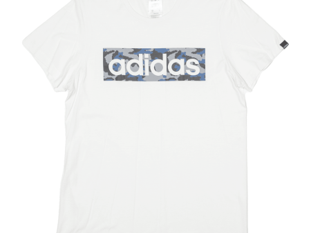 ADIDAS Camo Logo Mens T-Shirt White Crew Neck S Online