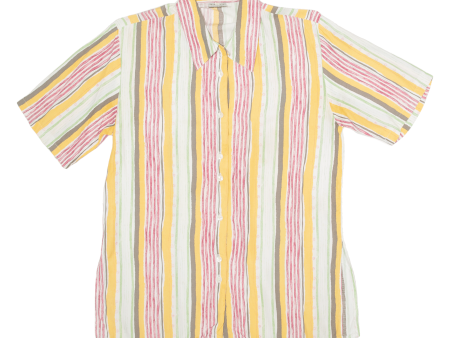 BASIC COLLECTION Mens Shirt Yellow Viscose 90s Striped S Online Sale