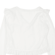 ZARA Sheer Womens Blouse White V-Neck Long Sleeve S Hot on Sale