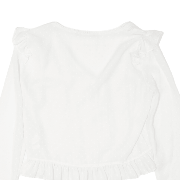 ZARA Sheer Womens Blouse White V-Neck Long Sleeve S Hot on Sale