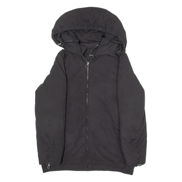 ZARA Womens Puffer Coat Black Hooded S Online Sale