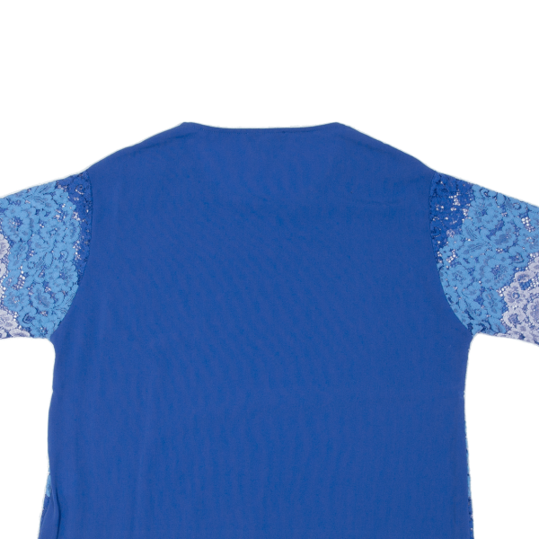 CARLA FERRONI Lined Lace Womens Blouse Blue Floral XL Online Hot Sale