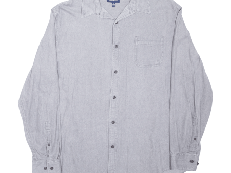 CROFT & BARROW Mens Plain Shirt Grey Long Sleeve L For Discount