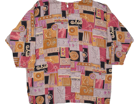 Aztec Womens Printed Blouse Pink 3 4 Sleeve 90s XL Supply