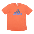 ADIDAS Mens T-Shirt Orange Crew Neck S Sale