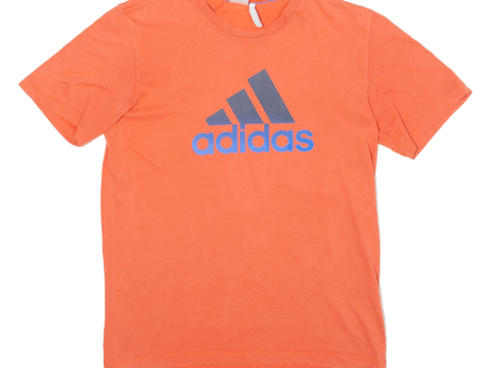 ADIDAS Mens T-Shirt Orange Crew Neck S Sale