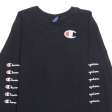 CHAMPION Mens T-Shirt Black Long Sleeve Crew Neck S Supply