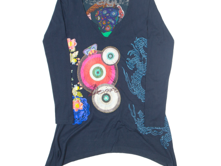 DESIGUAL Womens T-Shirt Dress Blue Long Sleeve Short S Supply