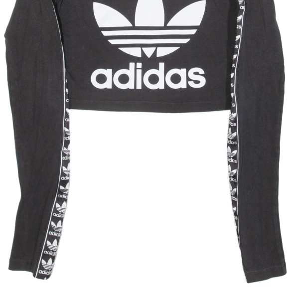 ADIDAS Cropped Womens T-Shirt Black Long Sleeve UK 6 For Discount