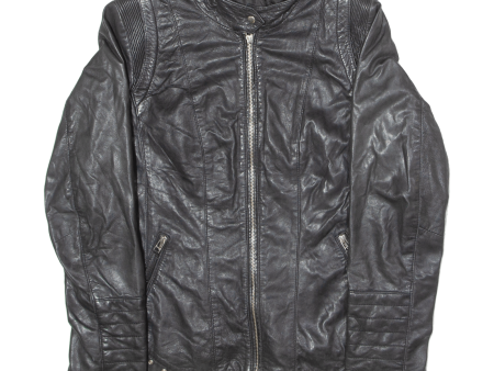 Womens Biker Jacket Black Leather L Online