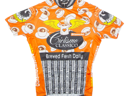 VERGE Ciclismo Classico Coffee Print Cycling Mens Jersey Orange 1 2 Zip S Online Sale