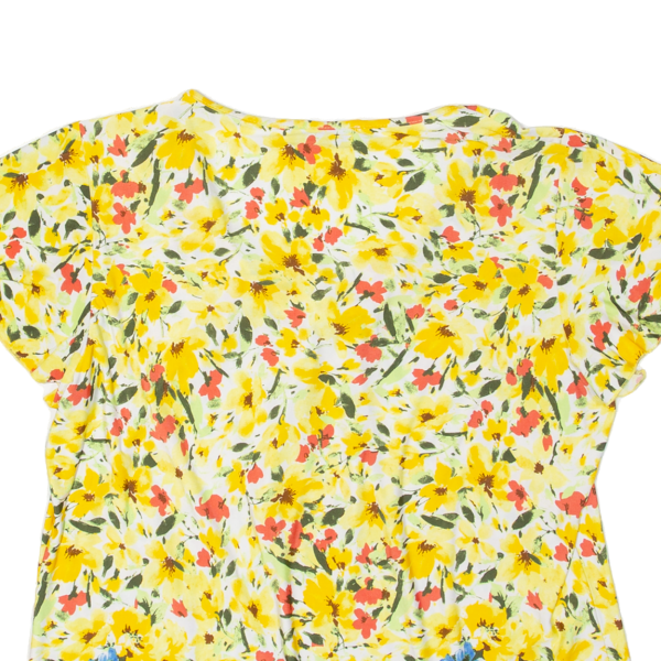 COUTURE LINE Stretch Womens Printed Top Yellow Floral M Online now