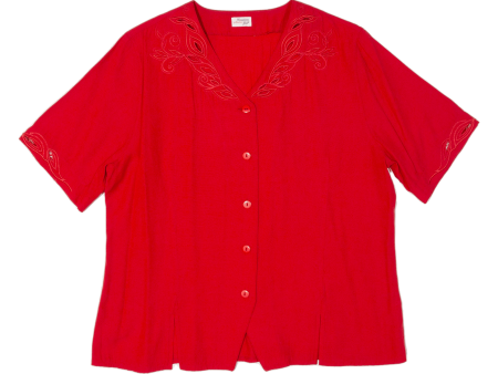 CREATION ATELIER Embroidered Womens Blouse Red Viscose L Supply