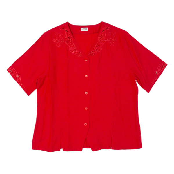 CREATION ATELIER Embroidered Womens Blouse Red Viscose L Supply