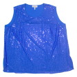 CHALOU Sequins Womens Vest Blue Sleeveless 90s UK 30 Cheap