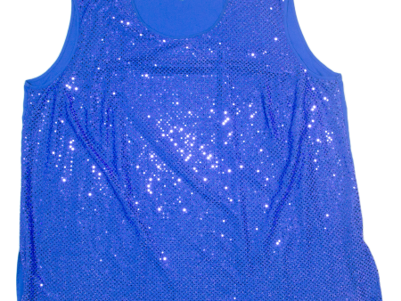 CHALOU Sequins Womens Vest Blue Sleeveless 90s UK 30 Cheap