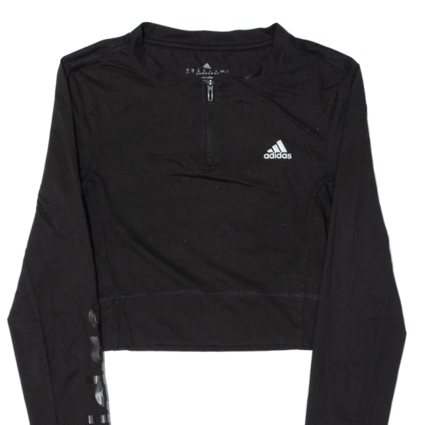 ADIDAS Cropped Womens T-Shirt Black Long Sleeve 1 4 Zip XS Online Hot Sale