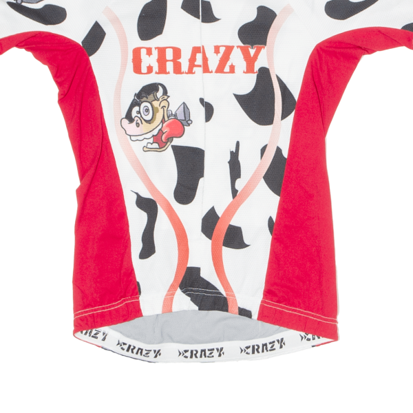 CRAZY IDEA Cow Print Cycling Womens Jersey White 1 2 Zip S Online now