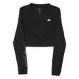 ADIDAS Cropped Womens T-Shirt Black Long Sleeve 1 4 Zip XS Online Hot Sale