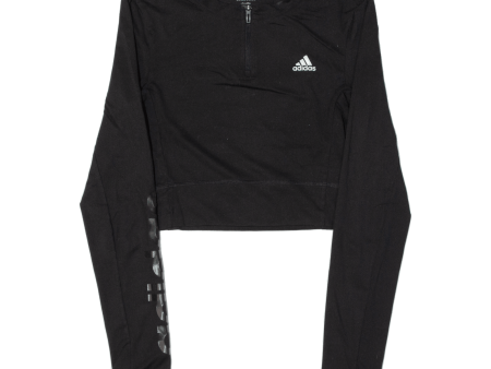 ADIDAS Cropped Womens T-Shirt Black Long Sleeve 1 4 Zip XS Online Hot Sale