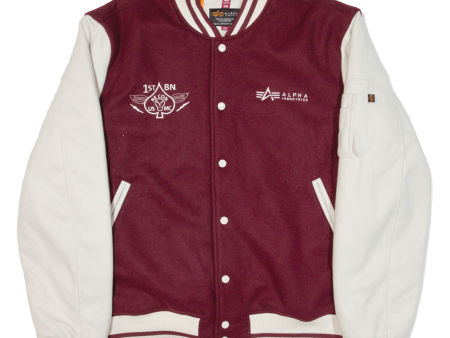 ALPHA INDUSTRIES Insulated Mens Varsity Jacket Maroon USA 2XL Sale