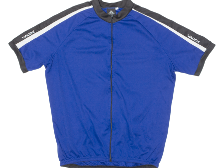 VAUDE Full Zip Cycling Mens Jersey Blue High Neck 2XL Hot on Sale