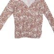 CARNABY Stretch Womens Printed Top White V-Neck Long Sleeve Diamond M Online Sale