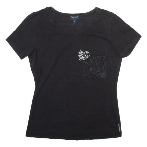 ARMANI JEANS Womens T-Shirt Black XXS Sale