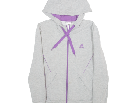 ADIDAS Womens Grey Hoodie Full Zip UK 12 Online now