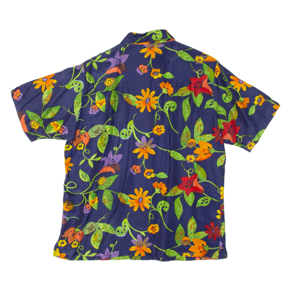 CITY LIFE Womens Shirt Blue Collared 90s Silk Floral S For Sale