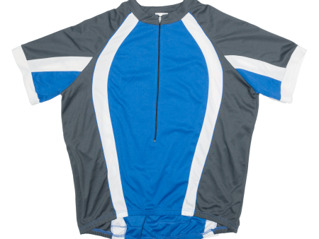 Cycling Shirt Mens Jersey Blue 1 2 Zip XL Discount