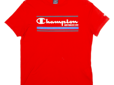 CHAMPION Mens T-Shirt Red USA Crew Neck S Online Hot Sale