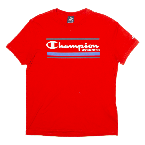 CHAMPION Mens T-Shirt Red USA Crew Neck S Online Hot Sale