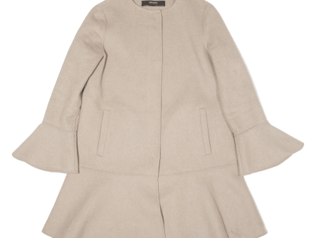 ZARA BASIC Womens Overcoat Coat Beige Wool XS Online now