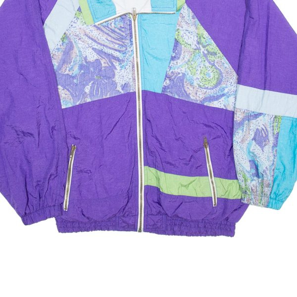 Womens Shell Jacket Purple 90s Floral 2XL For Cheap