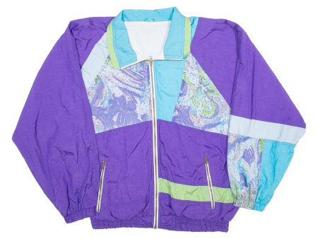 Womens Shell Jacket Purple 90s Floral 2XL For Cheap