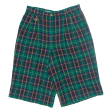 BASLER Womens Chino Shorts Green 90s Plaid M W32 Fashion