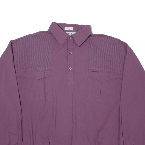 CATAMARAN Mens Sweatshirt Purple Button Neck 90s L Sale