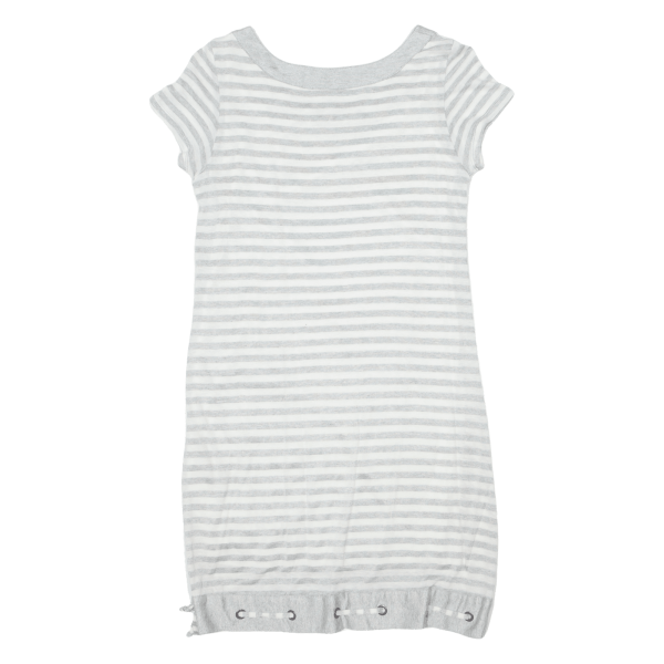 BURBERRY Girls T-Shirt Dress Grey Striped Short Sleeve Knee Length 12Y on Sale