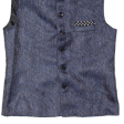 Boys Waistcoat Blue Collared Strapless 90s 16Y For Sale