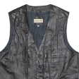 CONWELL Mens Biker Waistcoat Black Leather 90s XL Online Hot Sale